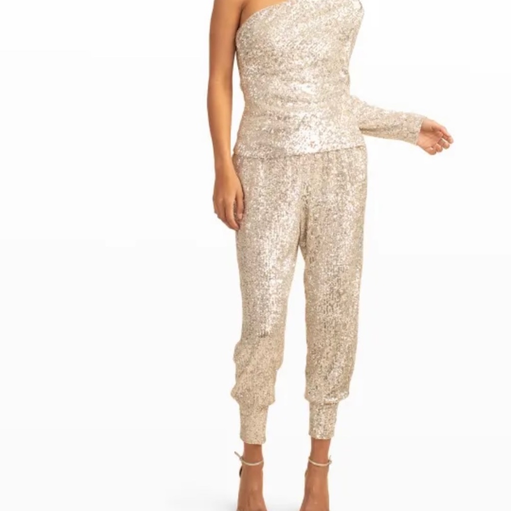 Trina Turk- sparkler 2 sequin pants and one shoulder top- never worn, NEW YEARS!
